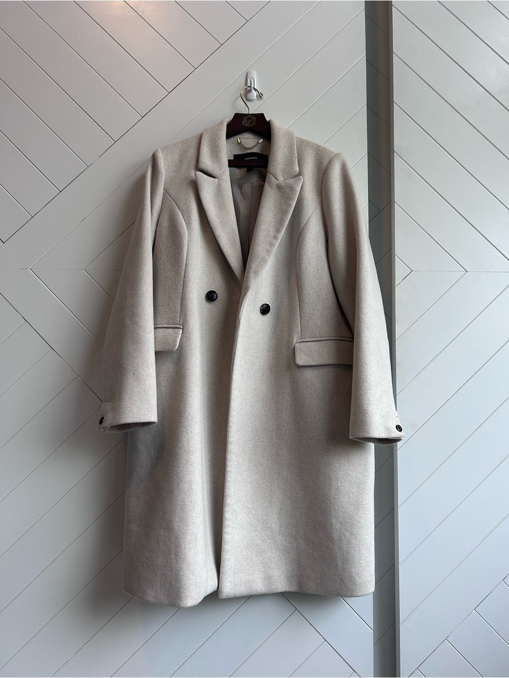 Women’s Vero Moda Double-Breasted Cream colored wool blend Coat size L